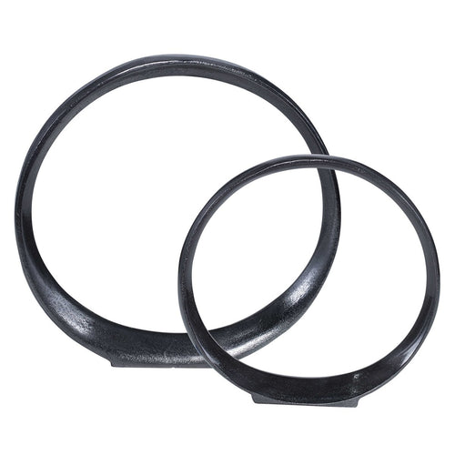 ORBITS RING SCULPTURES, BLACK NICKEL, S/2