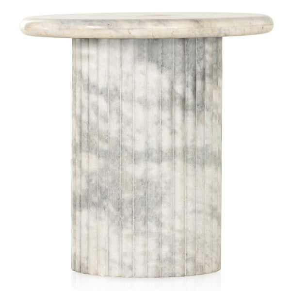 ORANDA END TABLE-POLISHED WHITE MARBLE