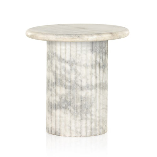 ORANDA END TABLE-POLISHED WHITE MARBLE